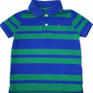 BOYS TOMMY HILFIGER Striped green and blue Polo 4-5T